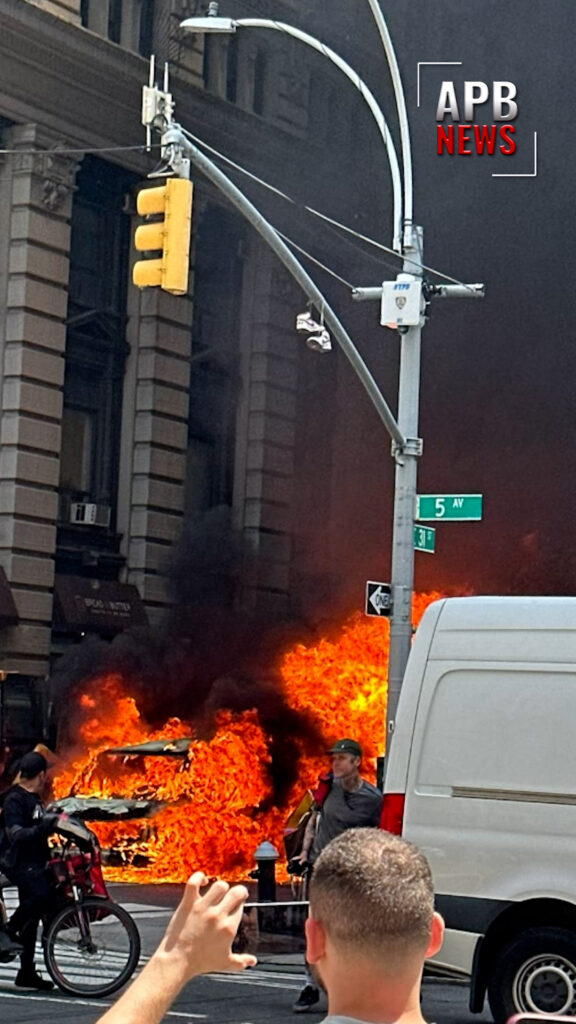 Rental Van Catches Fire on Fifth Avenue at 31st Street in NYC